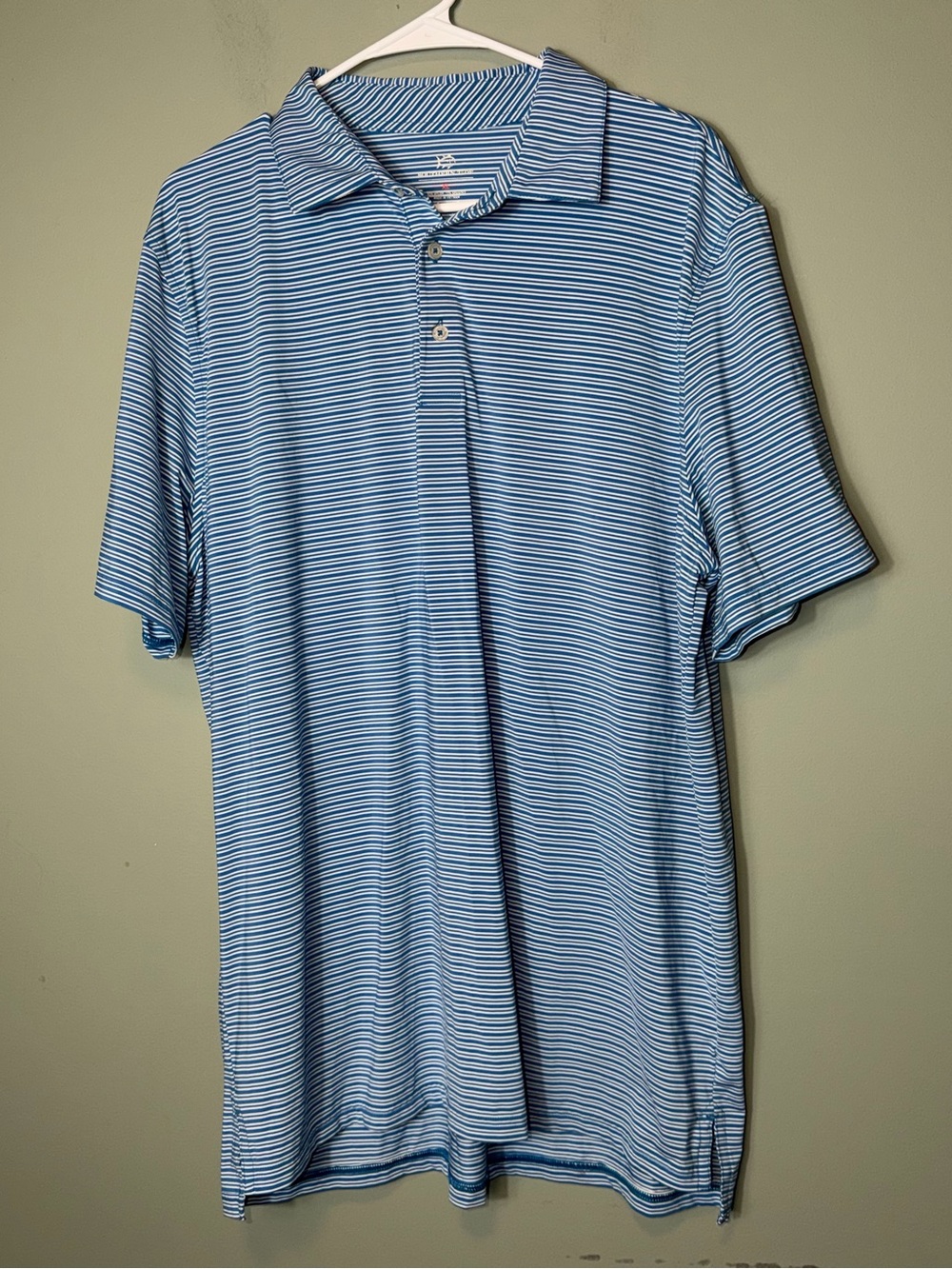 Southern Tide Men’s Blue & White Thin-Striped Polo brrr Size XL